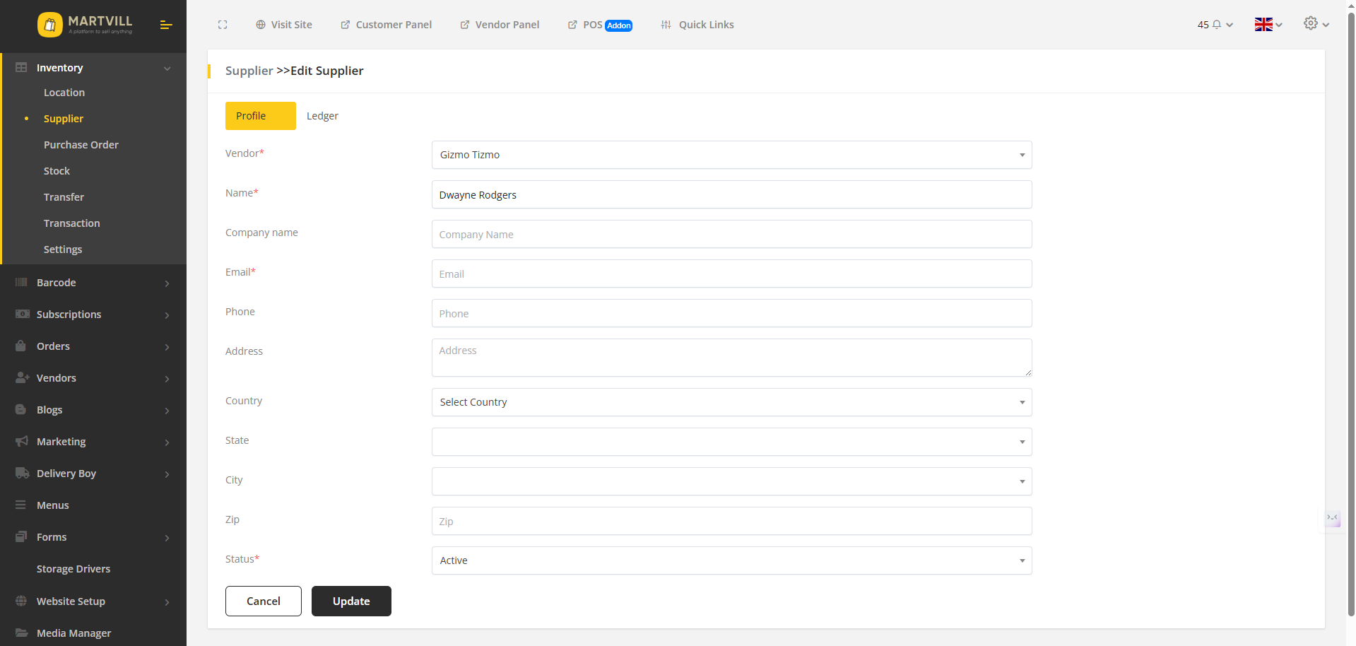 Editing Supplier Profiles